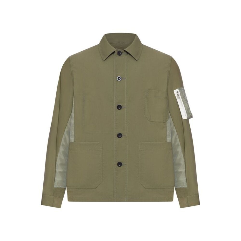 Sacai Men Cotton Jacket With Nylon Details Applied
